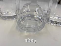 Set of 5 x PORTIEUX Crystal Double Old Fashioned Glasses Oblong shape France