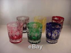 Set of 6 Ajka Crystal Marsala Cut to Clear Double Old Fashioned Glasses