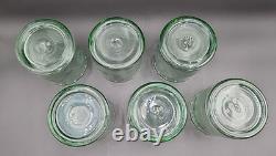 Set of 6 Mexico Bobby Flay Etched Green Double Old Fashioned Glasses