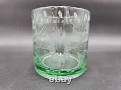 Set of 6 Mexico Bobby Flay Etched Green Double Old Fashioned Glasses