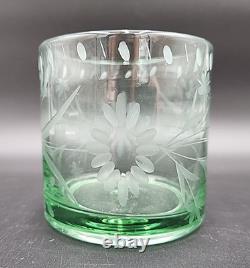 Set of 6 Mexico Bobby Flay Etched Green Double Old Fashioned Glasses