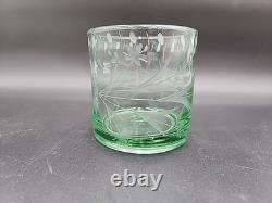 Set of 6 Mexico Bobby Flay Etched Green Double Old Fashioned Glasses