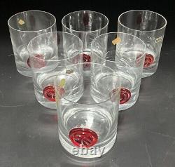 Set of 6 Nason Moretti Tumblers Double Old Fashioned Glasses Red Seal MCM Italy