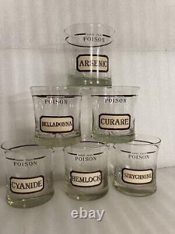 Set of 6 Vintage CERA Name Your Poison Double Old Fashioned Whiskey GlassesMCM