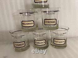 Set of 6 Vintage CERA Name Your Poison Double Old Fashioned Whiskey GlassesMCM