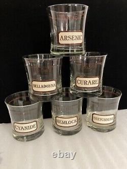 Set of 6 Vintage CERA Name Your Poison Double Old Fashioned Whiskey GlassesMCM
