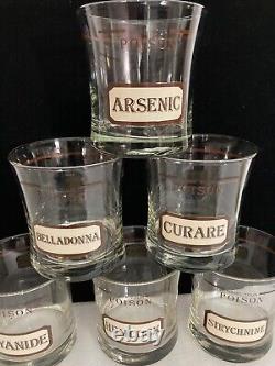 Set of 6 Vintage CERA Name Your Poison Double Old Fashioned Whiskey GlassesMCM
