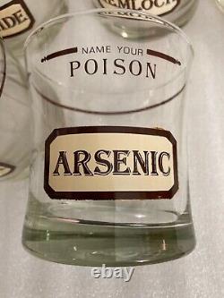 Set of 6 Vintage CERA Name Your Poison Double Old Fashioned Whiskey GlassesMCM