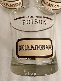 Set of 6 Vintage CERA Name Your Poison Double Old Fashioned Whiskey GlassesMCM