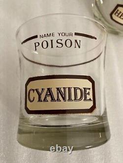 Set of 6 Vintage CERA Name Your Poison Double Old Fashioned Whiskey GlassesMCM