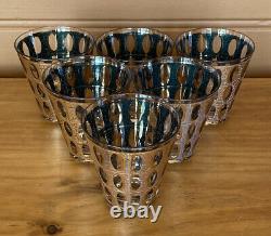 Set of (6) Vintage MCM Culver Pisa Double Old Fashioned 4 Whiskey Rocks Glasses