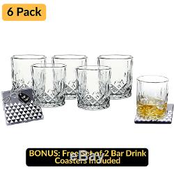 Set of 6 Whiskey Old Fashioned Glass Scotch Crystal Double Drinks Gift Box Heavy