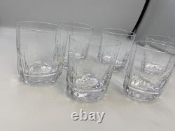 Set of 6 x PORTIEUX Crystal Double Old Fashioned Glasses Oblong shape France
