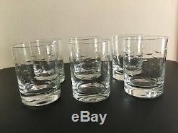 Set of 8 Crate & Barrel Reef Fish Double Old Fashioned Crystal Glasses Barware
