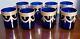 Set of 8 Reims France Cobalt Blue Heavy Gold Trim Double Old Fashioned Glasses
