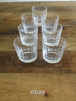 Set of Seven DANSK Oval Facette Double Old Fashioned Crystal Glass IHQ CRYSTAL