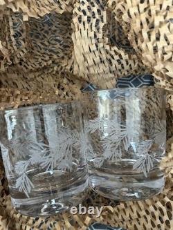 Simon Pearce Engraved Pine Ascutney Double Old Fashioned Set of 2 with Gift Box