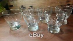 Six 3 1/2 Double Old Fashioned Tumbler Cocktail Glasses Etched Letter B