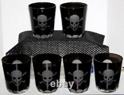 Skellington Skull And Crossbones Double Old Fashioned Glasses Set Of 6