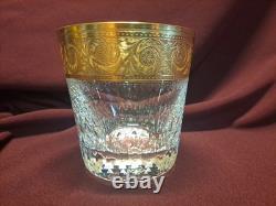 St. Louis Thistle Gold Encrusted Double Old Fashioned Glasses 4 tall A