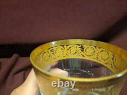 St. Louis Thistle Gold Encrusted Double Old Fashioned Glasses 4 tall A