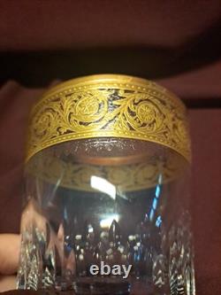 St. Louis Thistle Gold Encrusted Double Old Fashioned Glasses 4 tall A