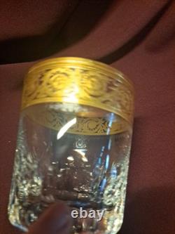 St. Louis Thistle Gold Encrusted Double Old Fashioned Glasses 4 tall A