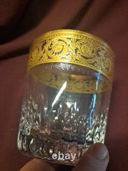 St. Louis Thistle Gold Encrusted Double Old Fashioned Glasses 4 tall A