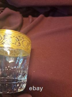 St. Louis Thistle Gold Encrusted Double Old Fashioned Glasses 4 tall B