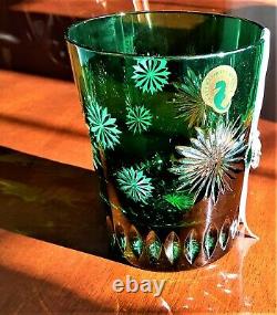St Patrick's Waterford Snowflake Wishes Courage Green Double Old Fashioned Glass