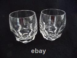 Steuben crystal signed PAIR double old fashioned tumblers etch scales of justice