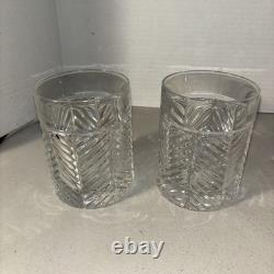 TWO Ralph Lauren Herringbone Double Old Fashioned Glasses Etched Ralph Lauren