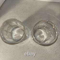 TWO Ralph Lauren Herringbone Double Old Fashioned Glasses Etched Ralph Lauren