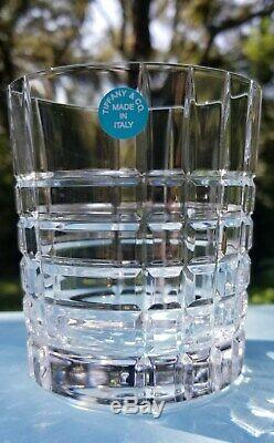 Tiffany And Co Plaid DECANTER with 8 Plaid Double Old Fashioned Crystal Glasses
