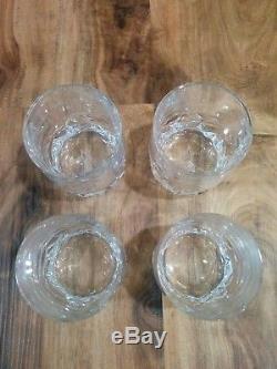 Tiffany & Co. Crystal Rock Cut Double Old Fashioned Glass Whisky Cup 4 P/C Set