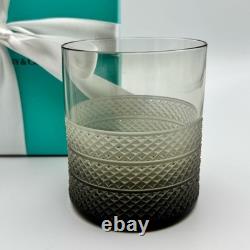 Tiffany & Co. Diamond Point Crystal Glass Double Old Fashioned Smoky Brown Grey