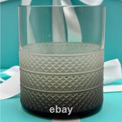 Tiffany & Co. Diamond Point Crystal Glass Double Old Fashioned Smoky Brown Grey