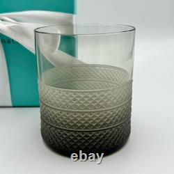 Tiffany & Co. Diamond Point Crystal Glass Double Old Fashioned Smoky Brown Grey