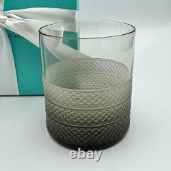 Tiffany & Co. Diamond Point Crystal Glass Double Old Fashioned Smoky Brown Grey