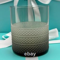 Tiffany & Co. Diamond Point Crystal Glass Double Old Fashioned Smoky Brown Grey
