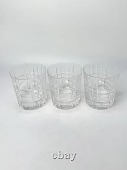 Tiffany & Co. Double Old Fashioned Glass Set Of 3 Plaid Pattern (G-107)