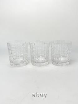 Tiffany & Co. Double Old Fashioned Glass Set Of 3 Plaid Pattern (G-107)