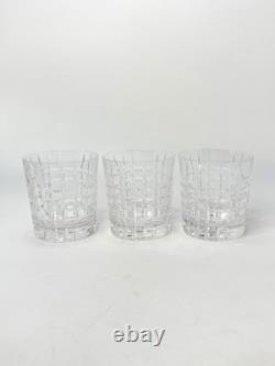 Tiffany & Co. Double Old Fashioned Glass Set Of 3 Plaid Pattern (G-107)