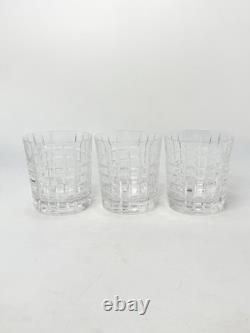Tiffany & Co. Double Old Fashioned Glass Set Of 3 Plaid Pattern (G-107)