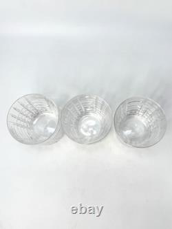 Tiffany & Co. Double Old Fashioned Glass Set Of 3 Plaid Pattern (G-107)
