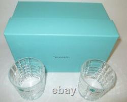 Tiffany & Co PLAID Double Old Fashioned Glasses New In Box