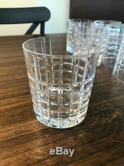 Tiffany & Co Plaid Double Old Fashioned Crystal Glasses Set of 6