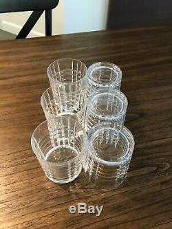 Tiffany & Co Plaid Double Old Fashioned Crystal Glasses Set of 6