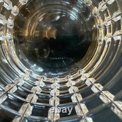 Tiffany & Co Plaid Double Old Fashioned Glass Set Of 2 Hand Cut Crystal Barware