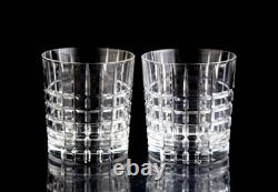 Tiffany & Co Plaid Double Old Fashioned Tumbler Glasses Set 2 Vintage Crystal